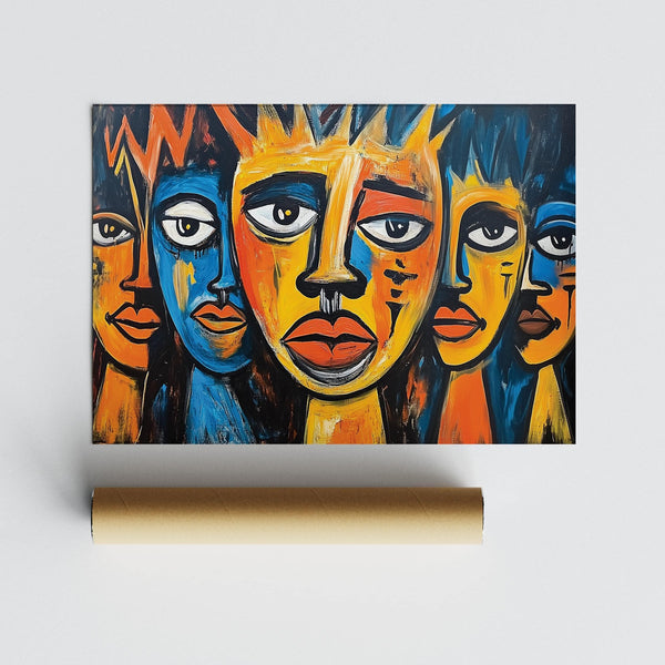 Bold expressionist African wall art for living room decor
