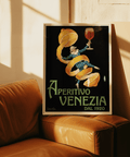 Artistic Vintage Aperitivo Print in blue and yellow, ideal for kitchen wall decor
