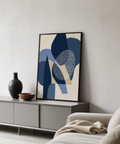 Blue Abstract Print showcasing Blue, Beige, White, Brown for stylish workspace