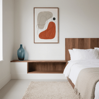 Simple Abstract Art print in Green and Yellow for bedroom wall