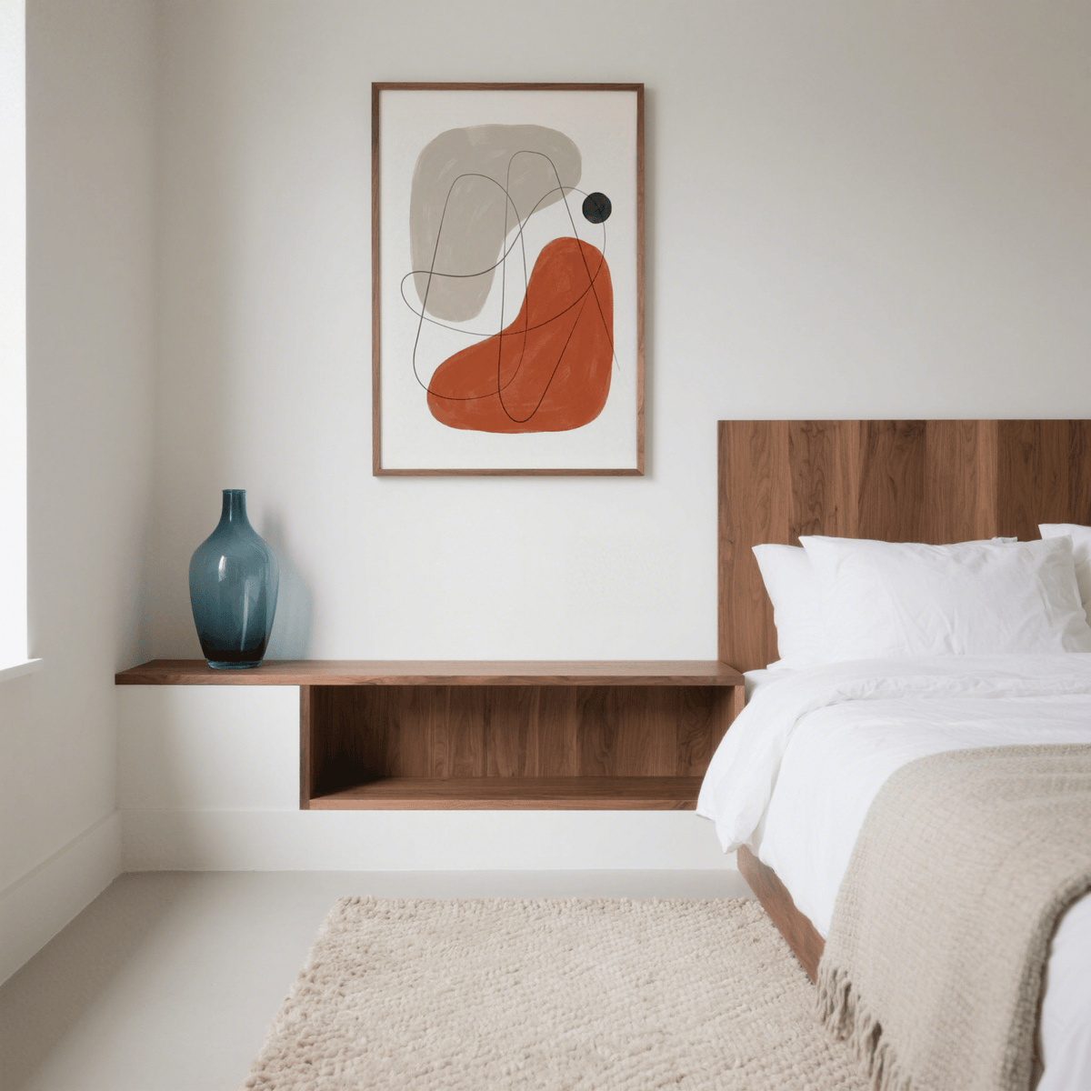 Simple Abstract Art print in Green and Yellow for bedroom wall