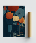 Japanese Lantern Wall Art featuring lantern canopy and bottle silhouettes