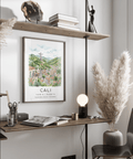 Framed view Cali Colombia Poster wall art with church spire and rooftops