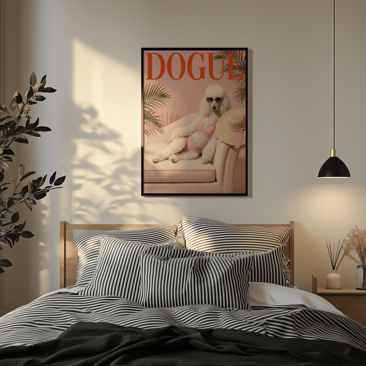 Sexy Poodle Print featuring Red accents for stylish bedroom decor