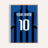 Maillot de football personnalisé – Rayures bleues et noires — wooden-frame main image