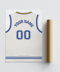 Graphic basketball jersey wall art print with arched name lettering and number 00