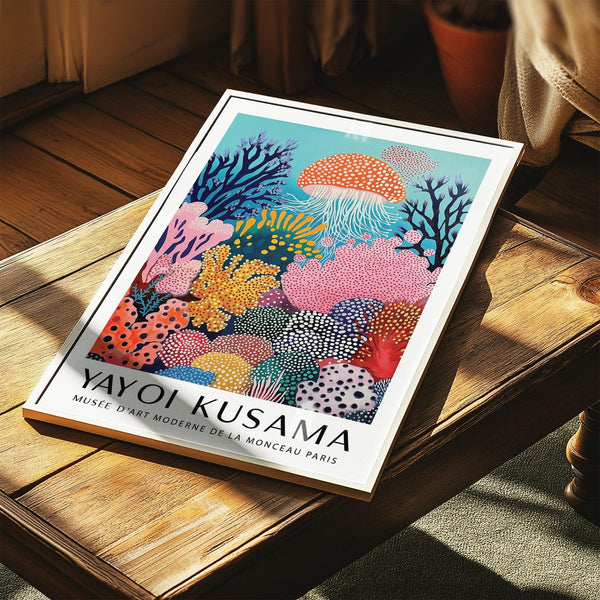 Blue and yellow colorful jellyfish wall art perfect for ocean-inspired bedrooms