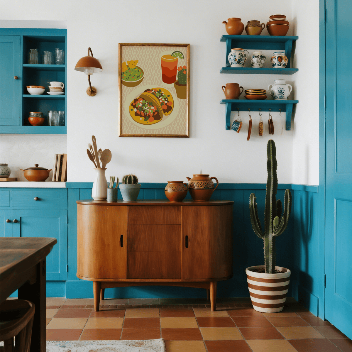 Tacos Art Print in multicolored tones for dining room poster
