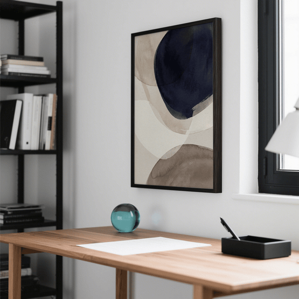 Blue and beige Abstract Watercolor Print for contemporary art print in hallways