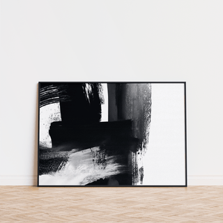 Minimalist Black and White Print poster for contemporary home office, Black and White