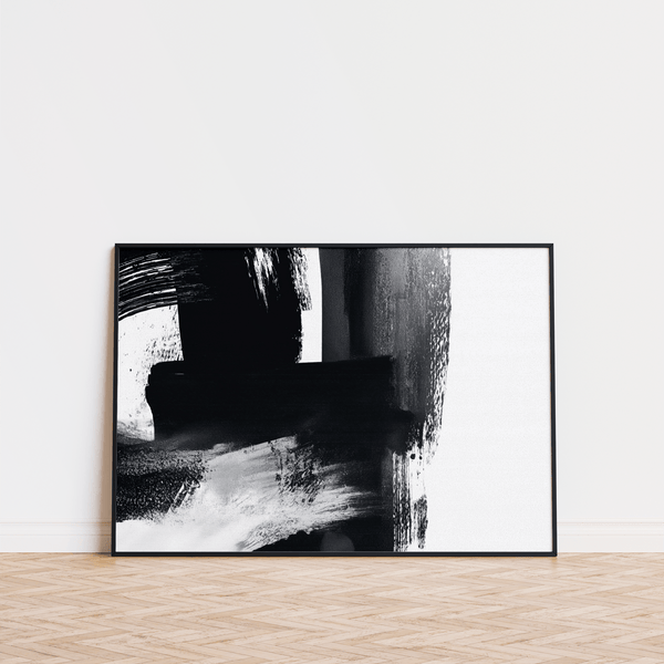 Minimalist Black and White Print poster for contemporary home office, Black and White