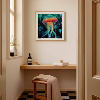 Peaceful underwater scene captured in Kusama art unique wall print