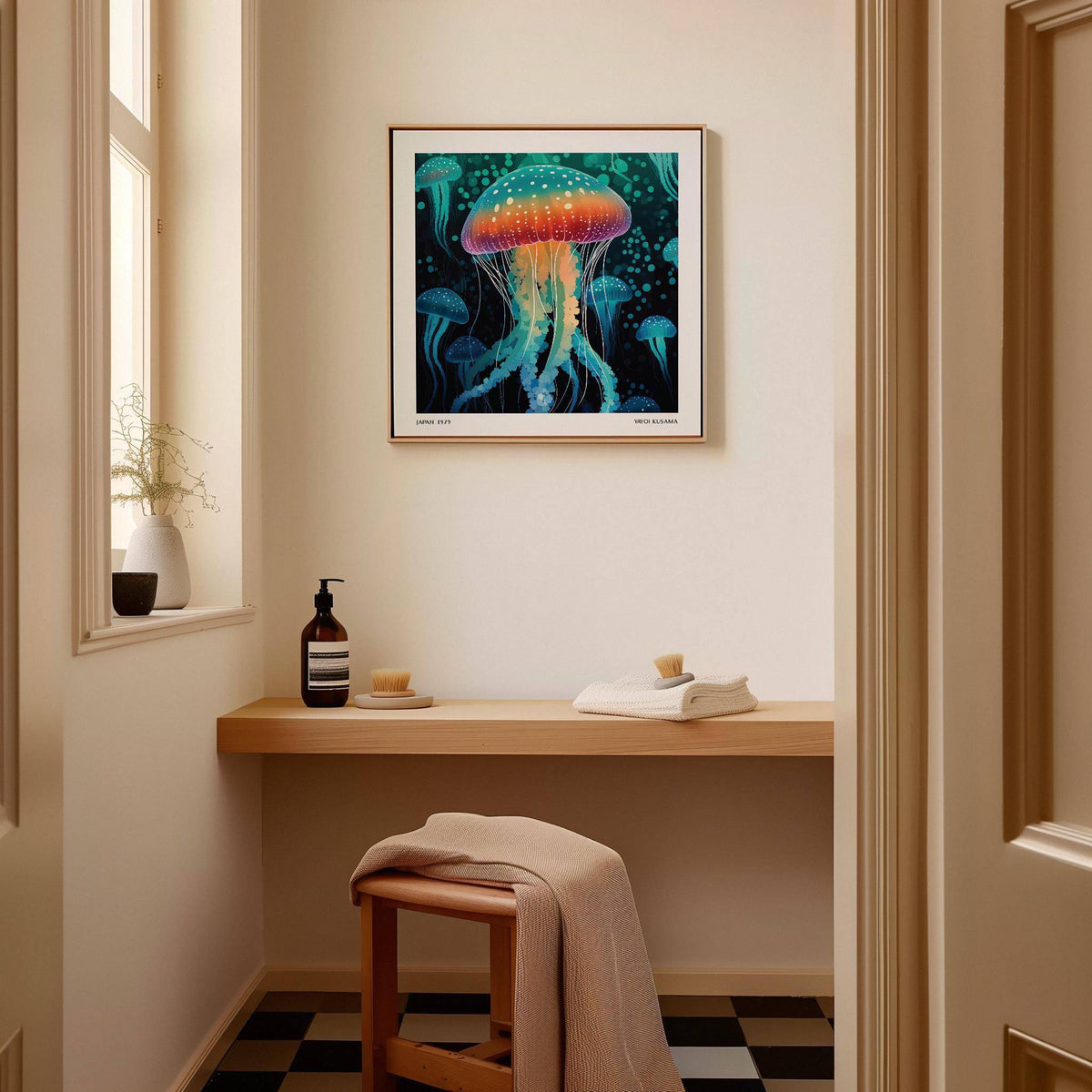 Peaceful underwater scene captured in Kusama art unique wall print