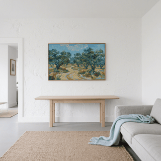 Olive Tree Landscape Print showing Yellow and Green details for cozy reading nook wall art