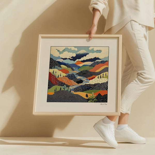 Modern Japanese art prints with bold abstract designs