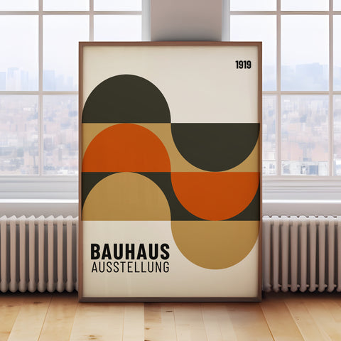 Bauhaus abstract art print with geometric circles
