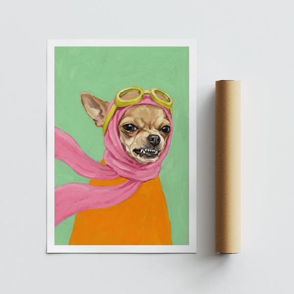 Funny Dog Art in playful colors for bedroom decor