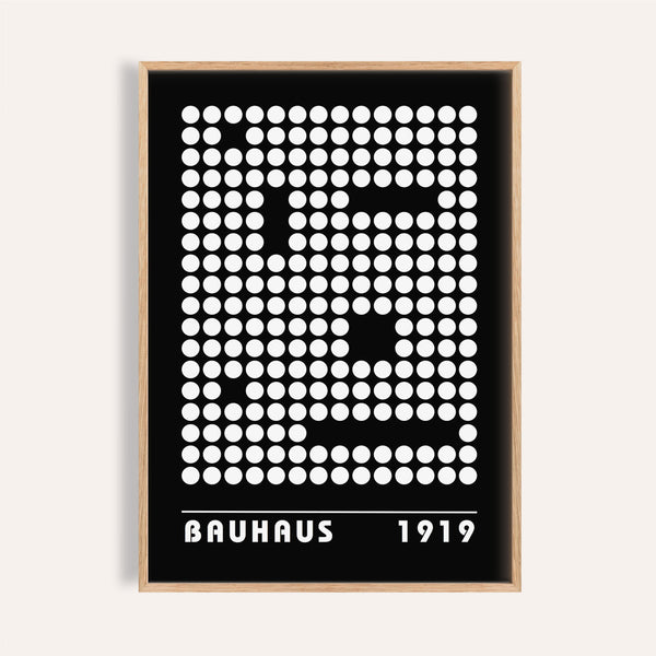 Digital wall art featuring Bauhaus-inspired dot patterns