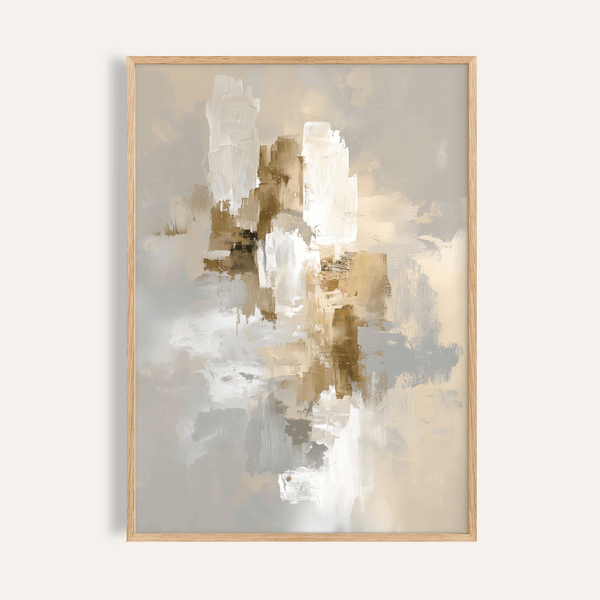 Abstract Neutral Art Print in beige and gray, ideal for modern living room wall art