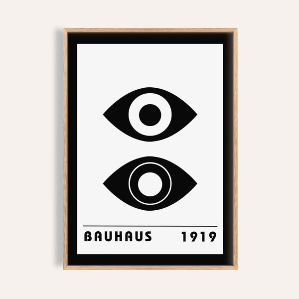 Bauhaus art print featuring a bold geometric eye design