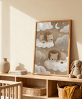 Lions Nursery Art wall art, beige and gray, ideal for child’s nursery
