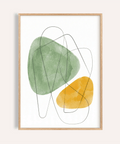 Abstract Watercolor Art print with Green and Yellow for living room wall art