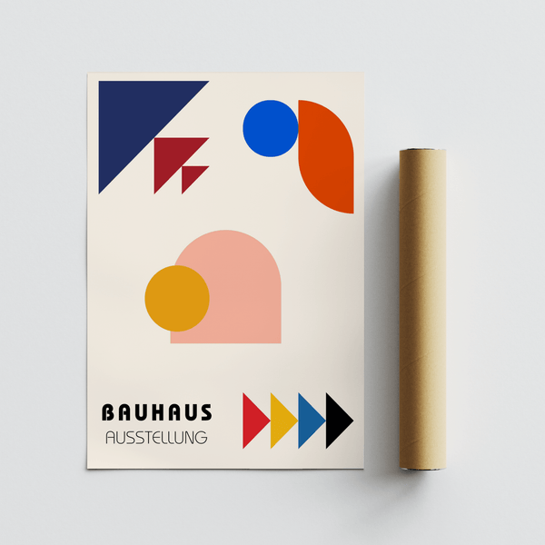 Modern Abstract Geometric Art with vivid Blue, Orange, and White for office wall art