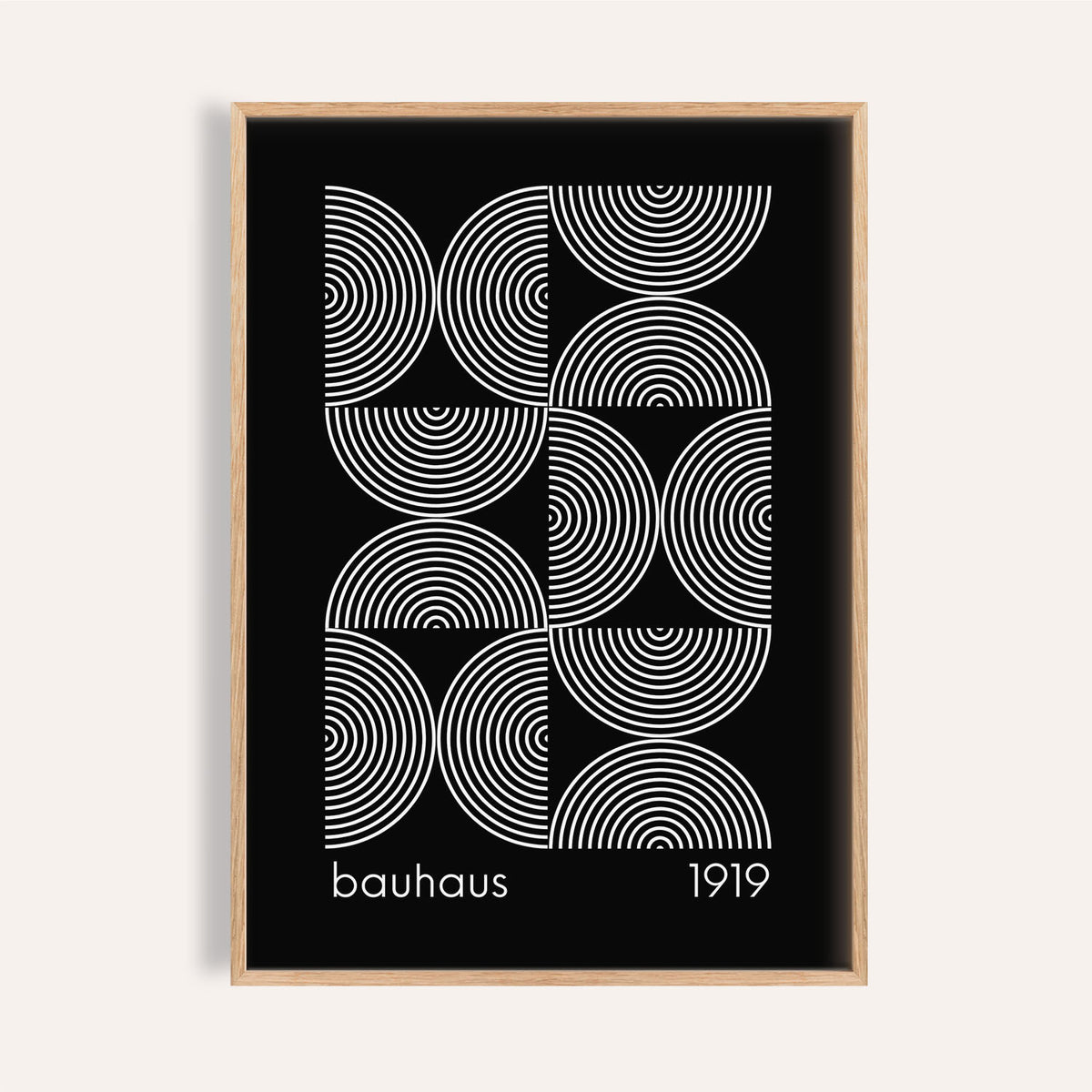 Geometric wall art featuring bold Bauhaus circular patterns