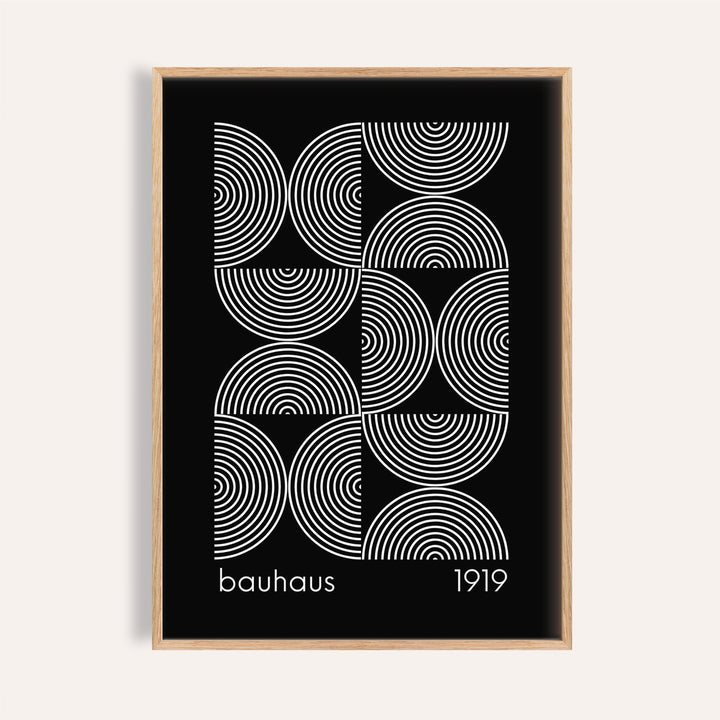 Geometric wall art featuring bold Bauhaus circular patterns