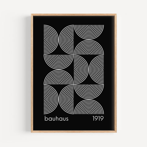 Bauhaus black and white geometric wall art for modern homes
