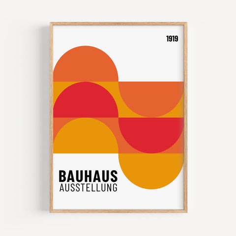 Bauhaus 1919 exhibition poster with geometric shapes
