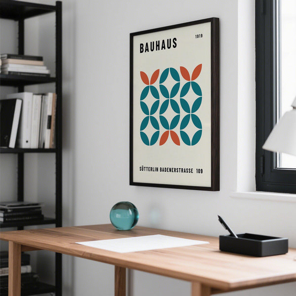 Teal and rust abstract Work Office Wall Art perfect for design studios.
