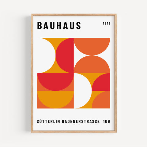 Bauhaus geometric abstract poster with vibrant shapes
