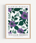 William Morris Purple Floral Art Print with botanical design
