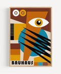 Modern geometric artwork featuring bold shapes and a colourful Bauhaus design