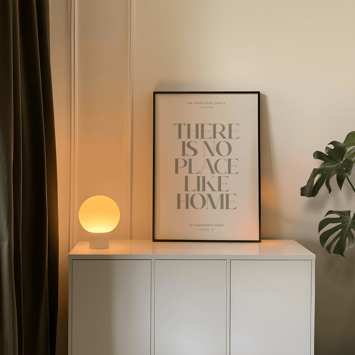 No place like home print hallway wall art poster Beige Green colors