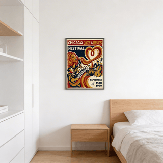 Event poster print showing September 15th 1979 date and stylized jazz instruments
