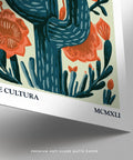 Botanical cactus wall art for nature lovers and folk art fans.