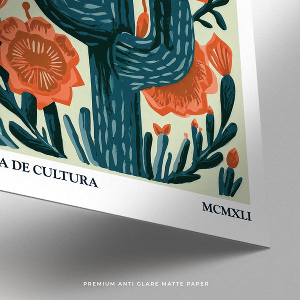 Botanical cactus wall art for nature lovers and folk art fans.