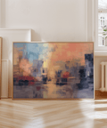 Multicolored Abstract Sunset Art Print as a focal wall art in study