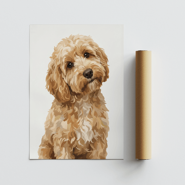 Cozy Light Brown Cockapoo Print poster for home office walls