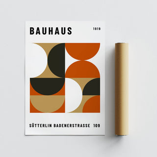 Abstract office wall decor with bold geometric shapes