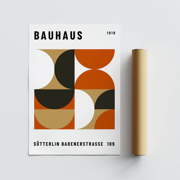 Abstract office wall decor with bold geometric shapes