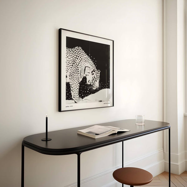 High-contrast tiger illustration in monochrome japanese tiger art