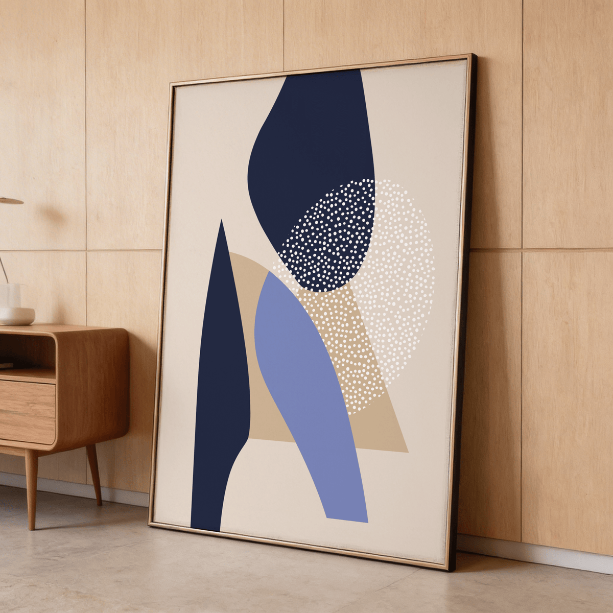 Dotted circle and overlapping forms Abstract Geometric Wall Art poster