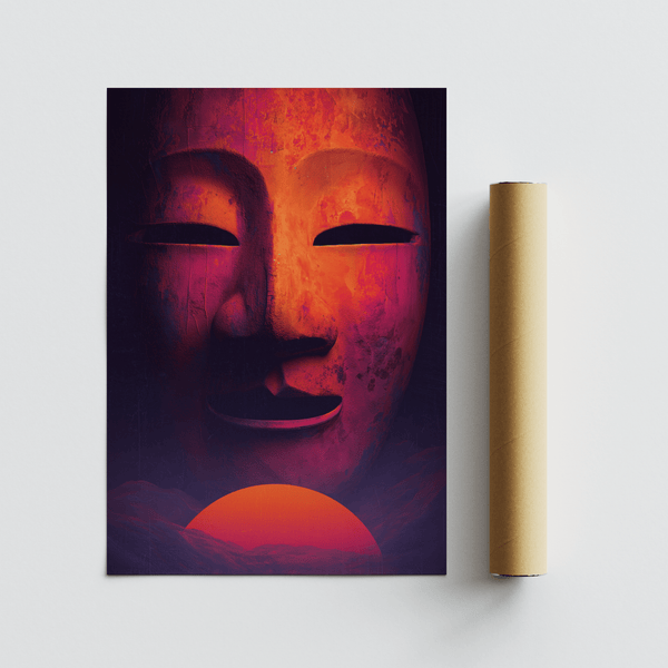 Dreamy Mask Wall Art for creative studio, red pink art print