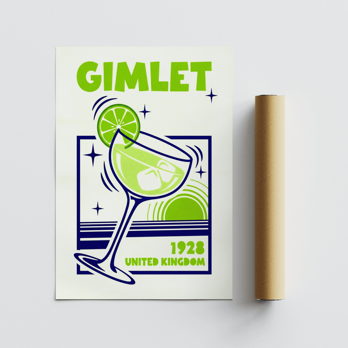 Retro kitchen art print Gimlet Cocktail Poster for modern spaces