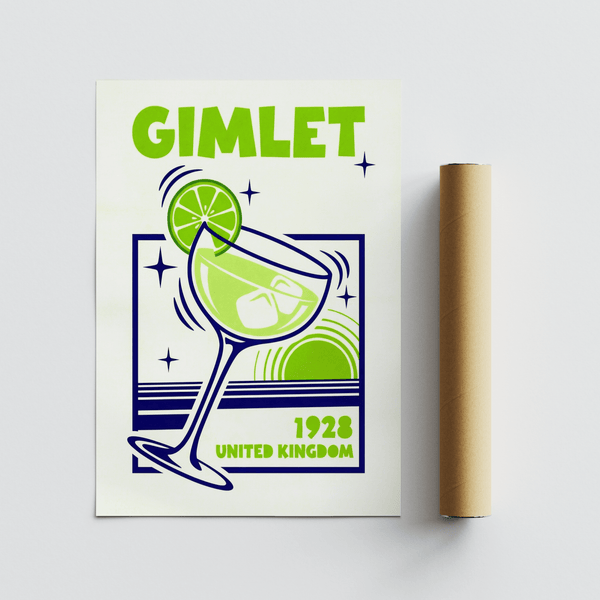 Retro kitchen art print Gimlet Cocktail Poster for modern spaces