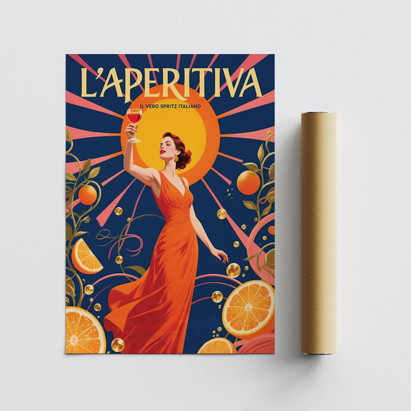 Aperol Spritz Gift poster with Italian vibes and refreshing citrus tones.