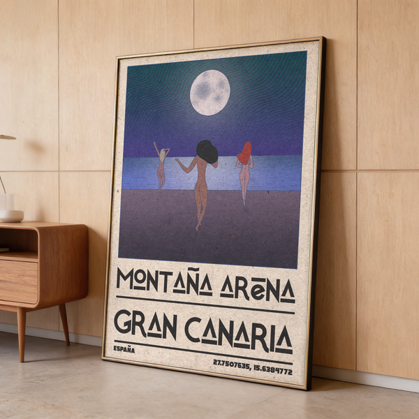 Nude Beach Art Print illustration of layered waves in purple blue beige palette